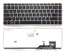 Клавиатура для ноутбука HP Envy 14-k черная, с серебряной рамкой