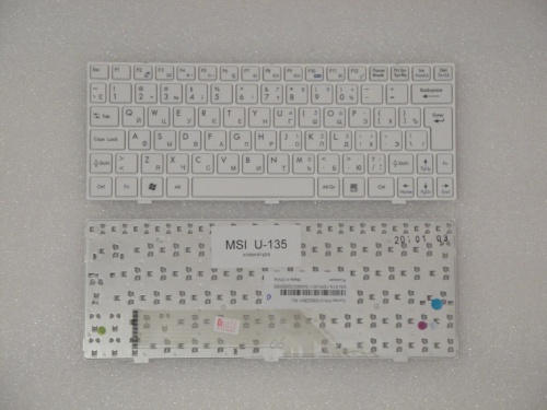 клавиатура для ноутбука msi u135, белая