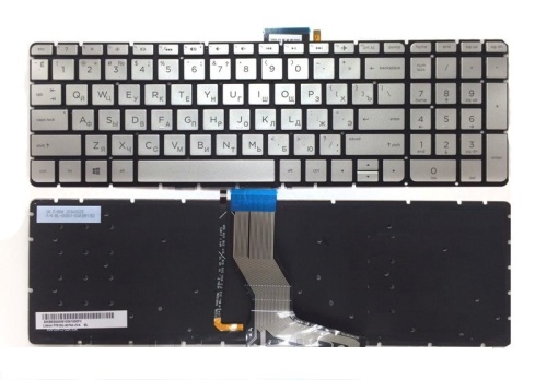 клавиатура для ноутбука hp pavilion 15-ab , серебристая с подсветкой