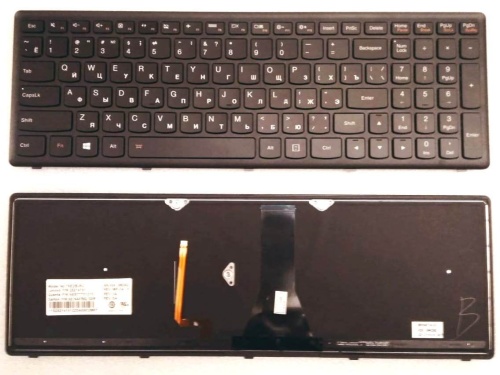 клавиатура для ноутбука lenovo s500, g500s, g505s, flex 15, с подсветкой, ver.2 (узкий шлейф)