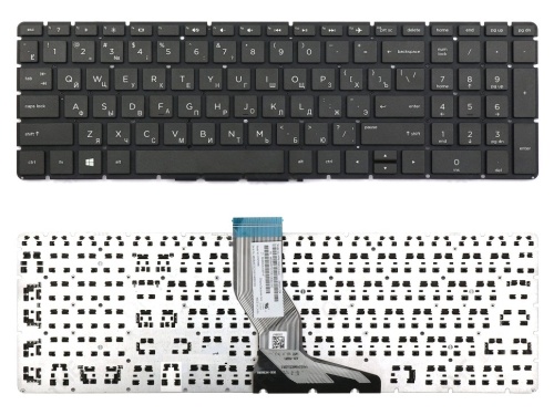 клавиатура для ноутбука hp pavilion 15-bs, 15-bw, 17-bs, 250 g6, 255 g6, 258 g6, черная, кнопки со стрелками без скоса
