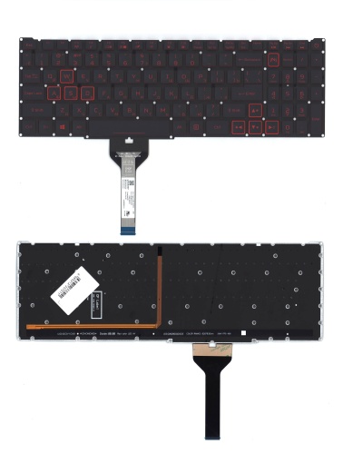 клавиатура для ноутбука acer nitro an515-45, an515-56, an515-57, an517-41, an517-57, черная (красный шрифт), с подсветкой
