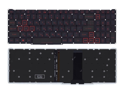 клавиатура для ноутбука acer nitro 5 an517-51 черная с красной подсветкой