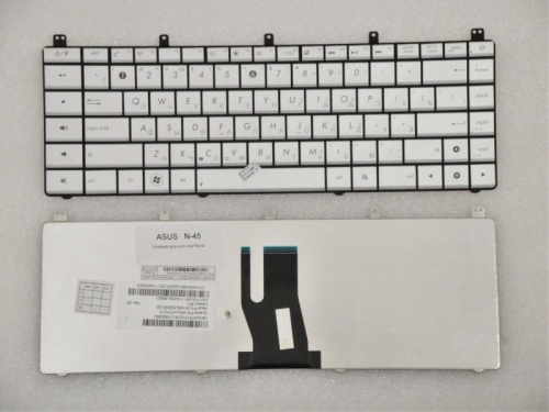 клавиатура для ноутбука asus n45, серебристая