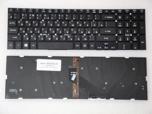 клавиатура для ноутбука acer aspire 5830, черная с подсветкой