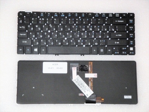 клавиатура с подсветкой для ноутбука acer aspire v5-431, черная