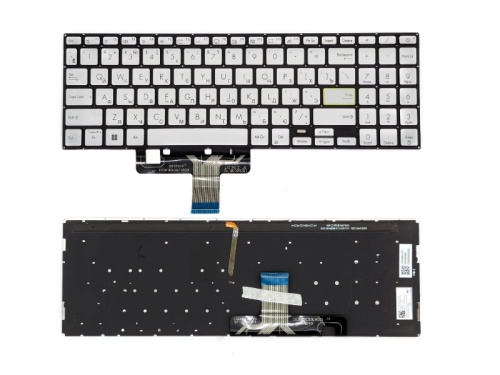 клавиатура для ноутбука asus vivobook x521f, серебряная с подсветкой